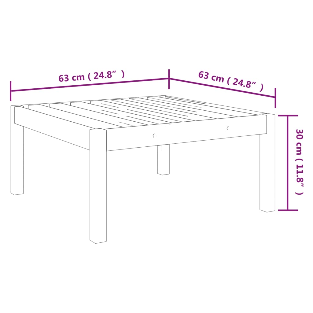 vidaXL Patio Footstool with Cushion Solid Acacia Wood-4