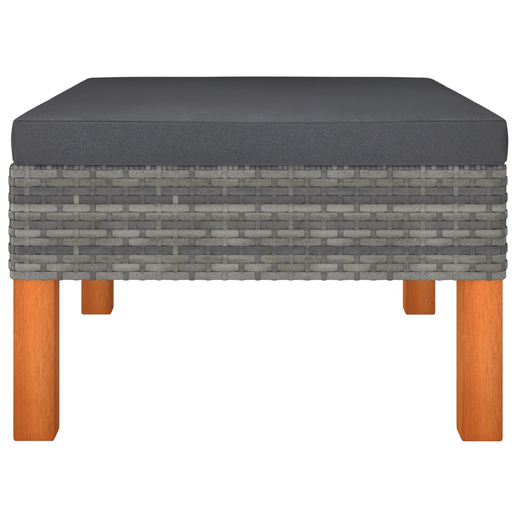 vidaXL Footstool Poly Rattan and Solid Eucalyptus Wood-1