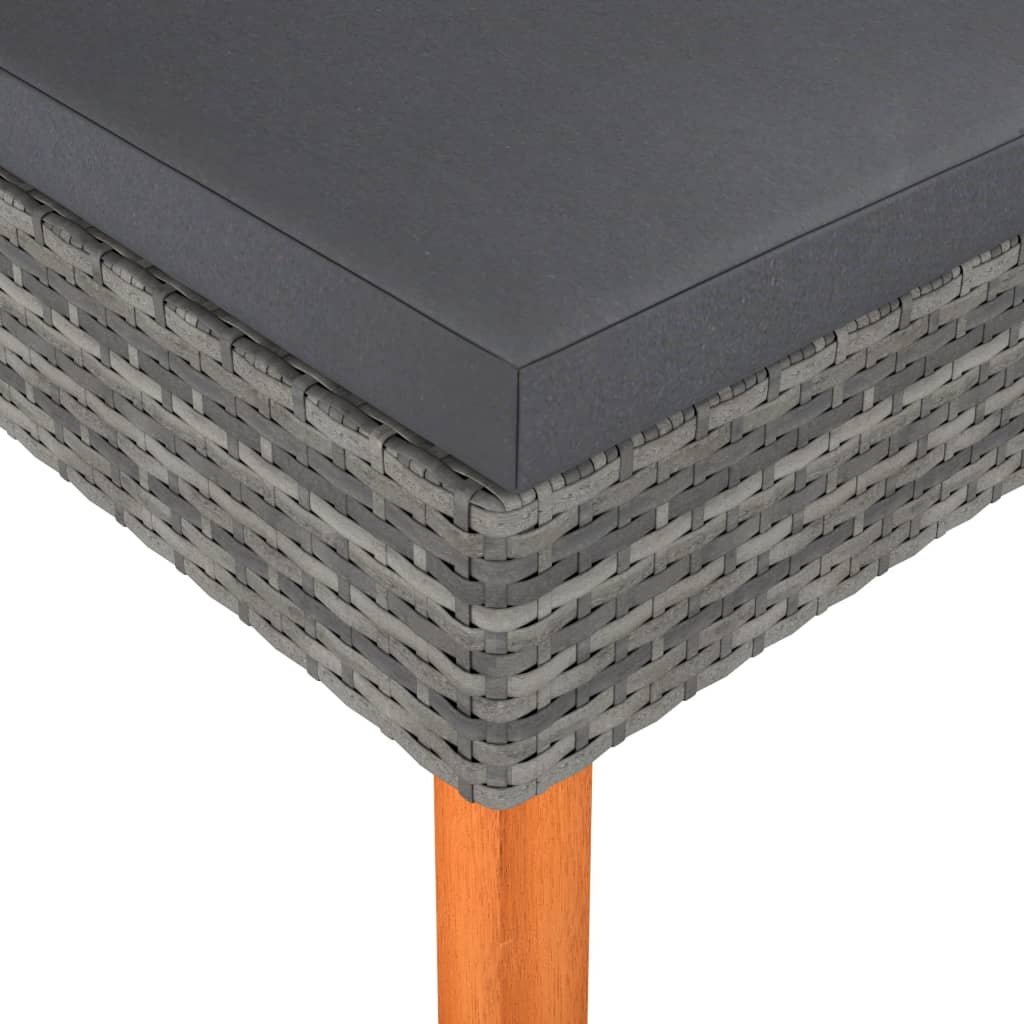 vidaXL Footstool Poly Rattan and Solid Eucalyptus Wood-2