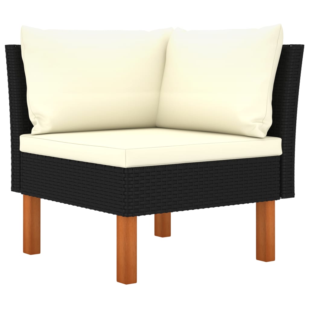 vidaXL Corner Sofa Poly Rattan and Solid Eucalyptus Wood-0