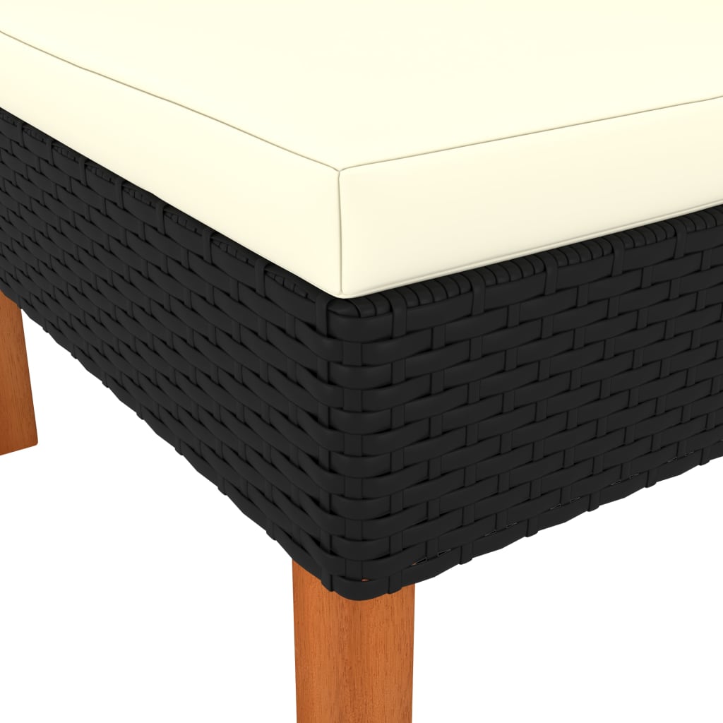 vidaXL 3 Piece Patio Lounge Set Poly Rattan and Solid Eucalyptus Wood-7