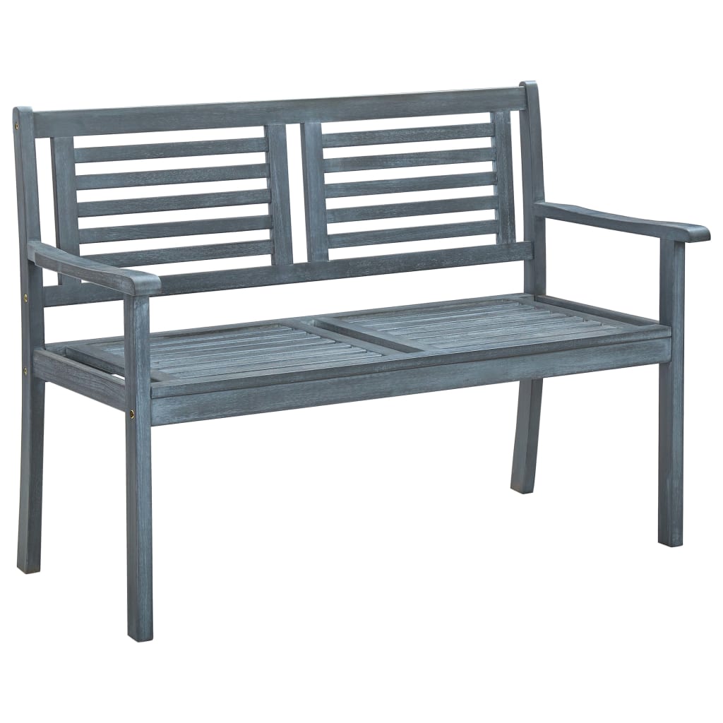 vidaXL Outdoor Patio Bench Loveseat with Armrest Gray Solid Wood Eucalyptus-1
