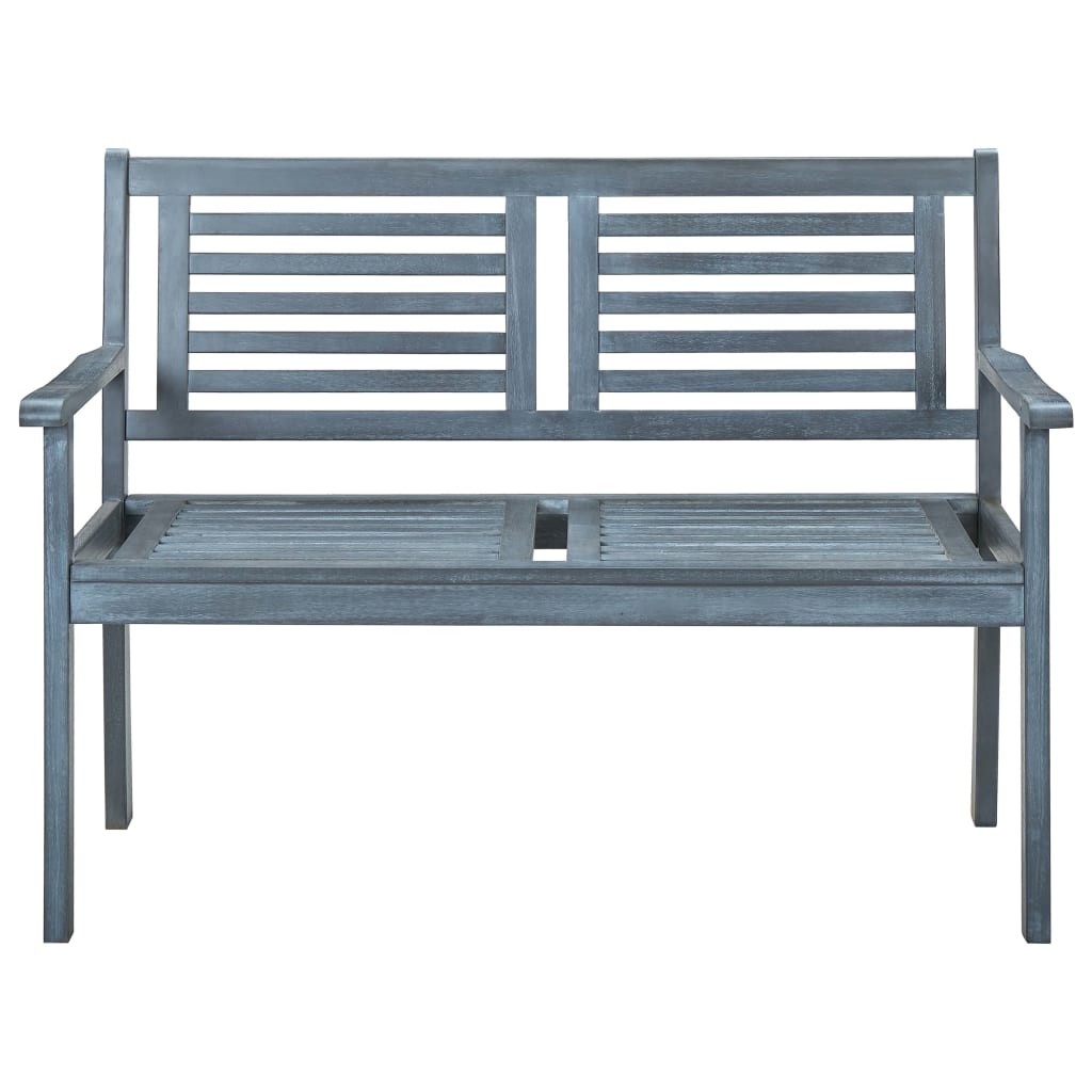 vidaXL Outdoor Patio Bench Loveseat with Armrest Gray Solid Wood Eucalyptus-3