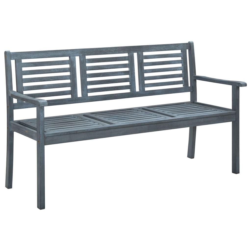 vidaXL Outdoor Patio Bench Loveseat with Armrest Gray Solid Wood Eucalyptus-7