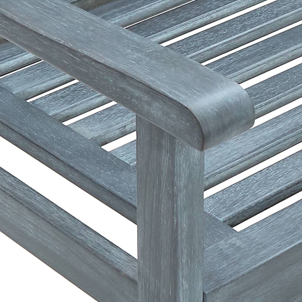 vidaXL Outdoor Patio Bench Loveseat with Armrest Gray Solid Wood Eucalyptus-2