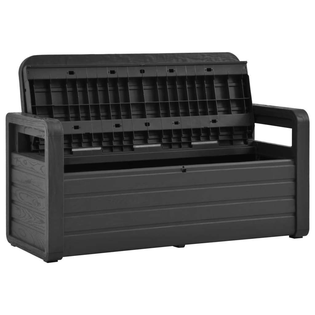 vidaXL Outdoor Storage Bench Deck Box Seating for Patio Furniture Plastic-2