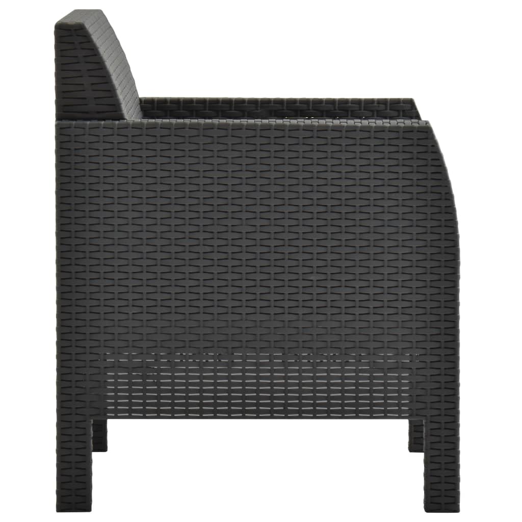 vidaXL Patio Chair with Cushion PP Rattan Anthracite-2