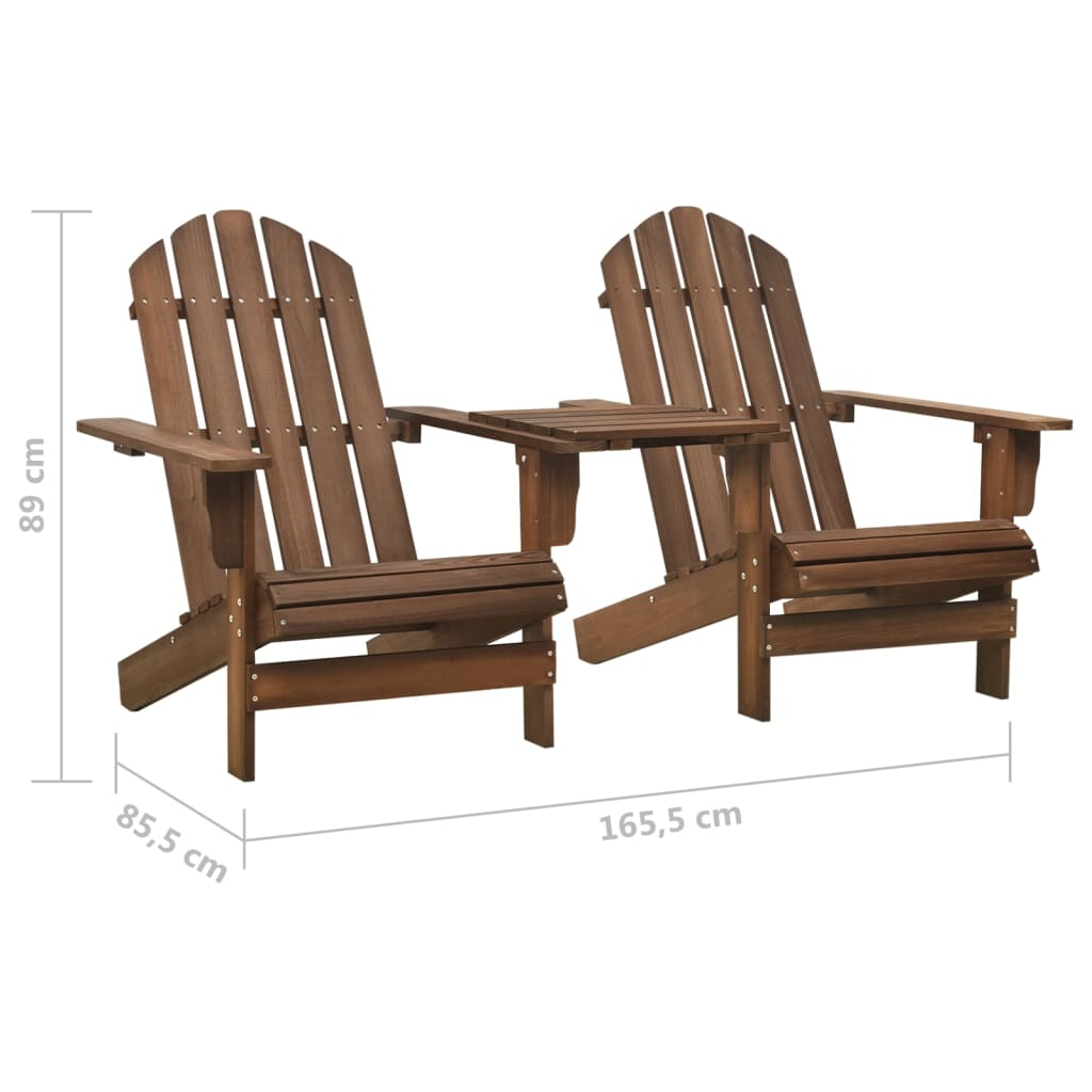 vidaXL Adirondack Chairs Patio Chair with Tea Table for Porch Solid Wood Fir-5