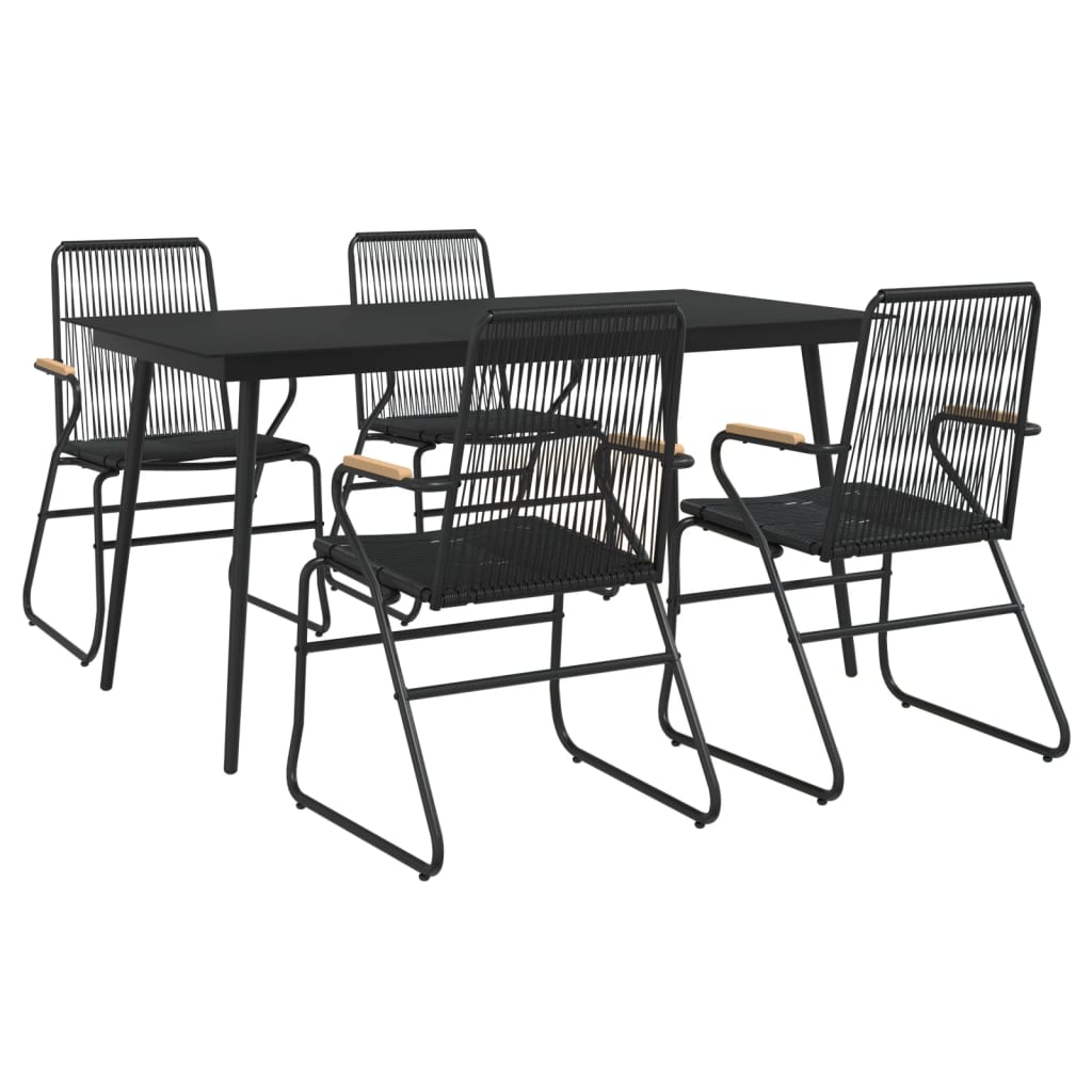 vidaXL Patio Dining Set Conversation Set with Coffee Table Black PVC Rattan-0