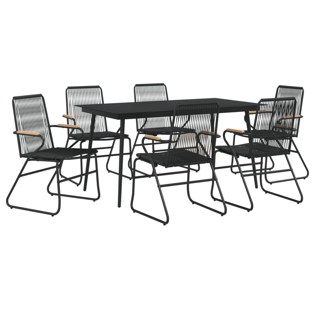 vidaXL Patio Dining Set Conversation Set with Coffee Table Black PVC Rattan-4