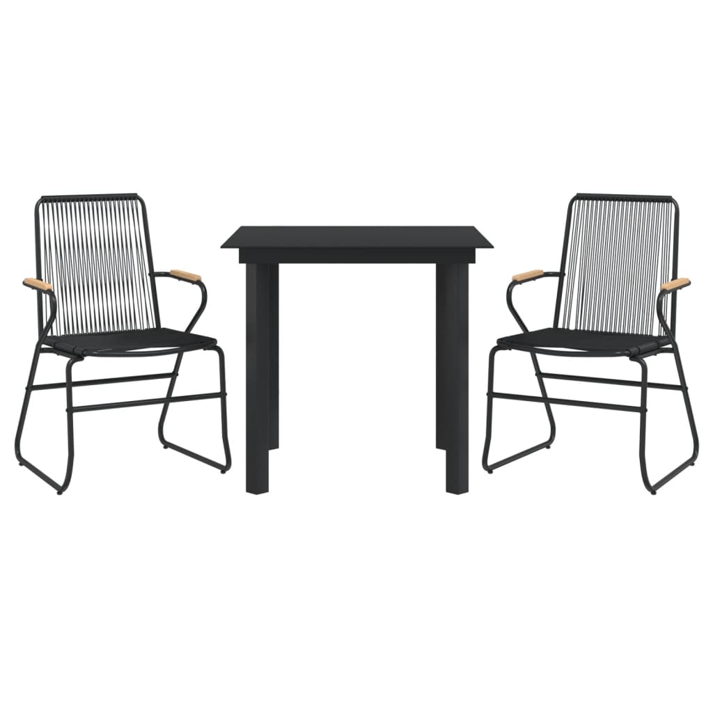 vidaXL 3 Piece Patio Dining Set Black PVC Rattan-1