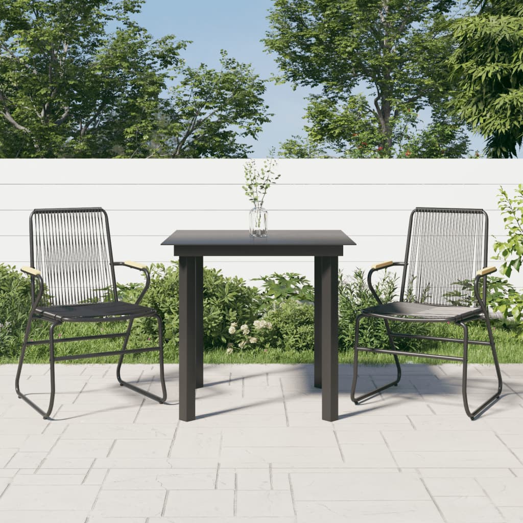 vidaXL 3 Piece Patio Dining Set Black PVC Rattan-4