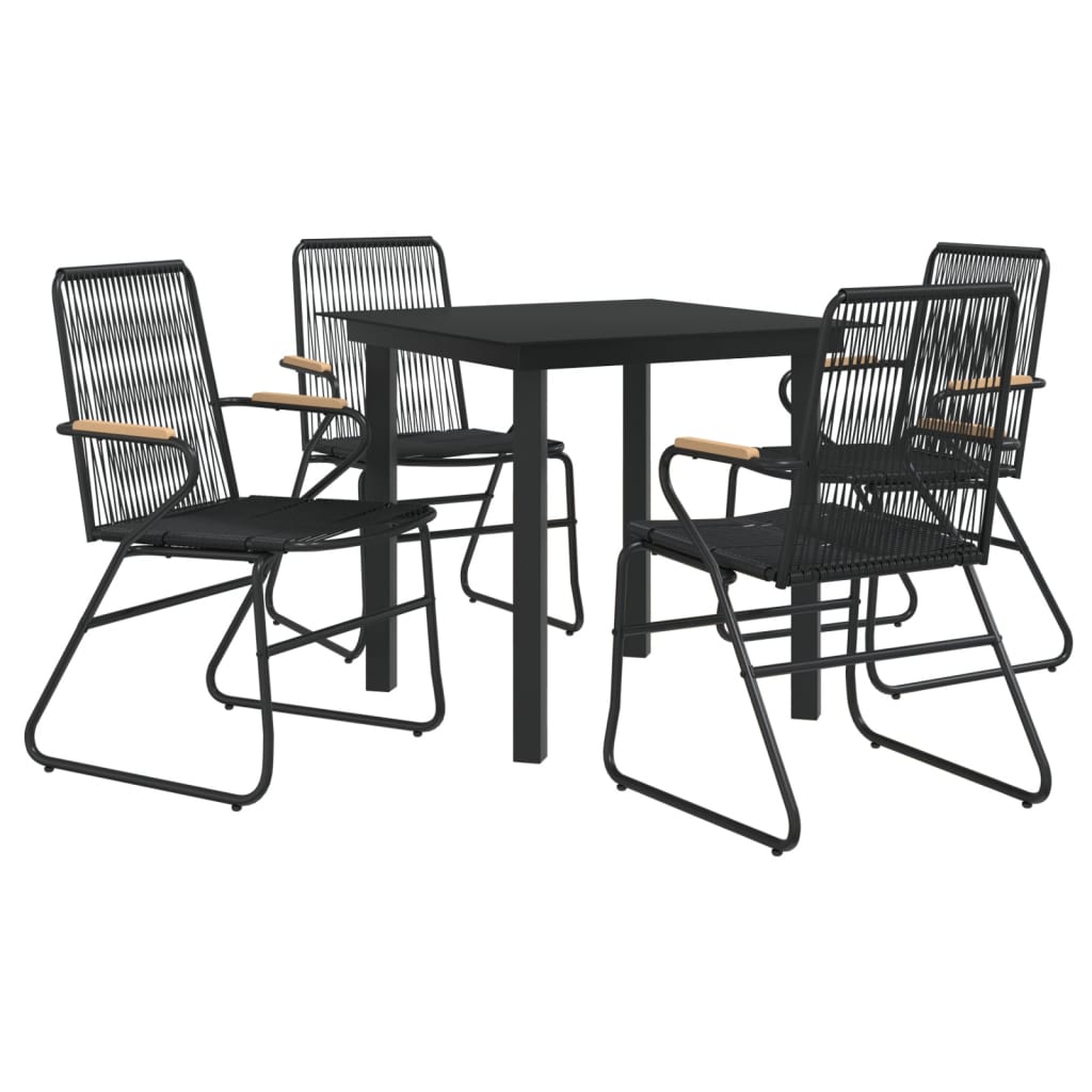 vidaXL 3 Piece Patio Dining Set Black PVC Rattan-9