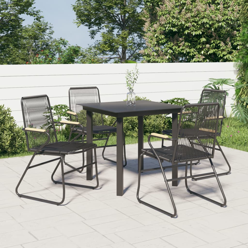 vidaXL 3 Piece Patio Dining Set Black PVC Rattan-3