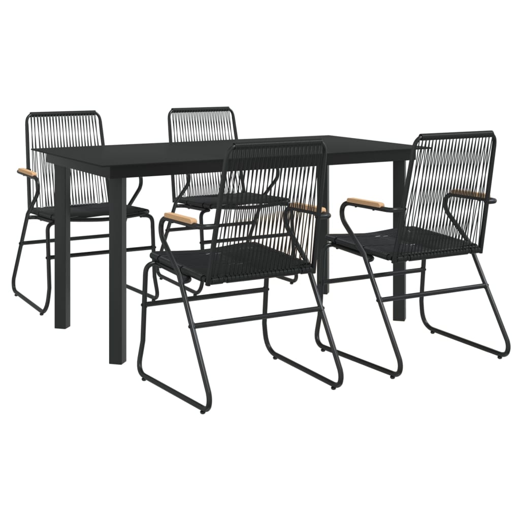 vidaXL 5 Piece Patio Dining Set Black PVC Rattan-0