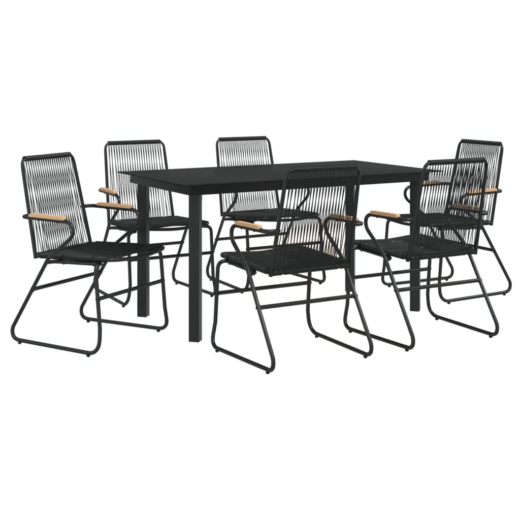 vidaXL 5 Piece Patio Dining Set Black PVC Rattan-1