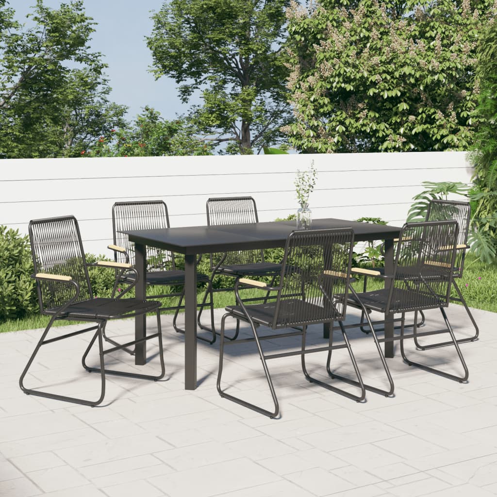 vidaXL 5 Piece Patio Dining Set Black PVC Rattan-3