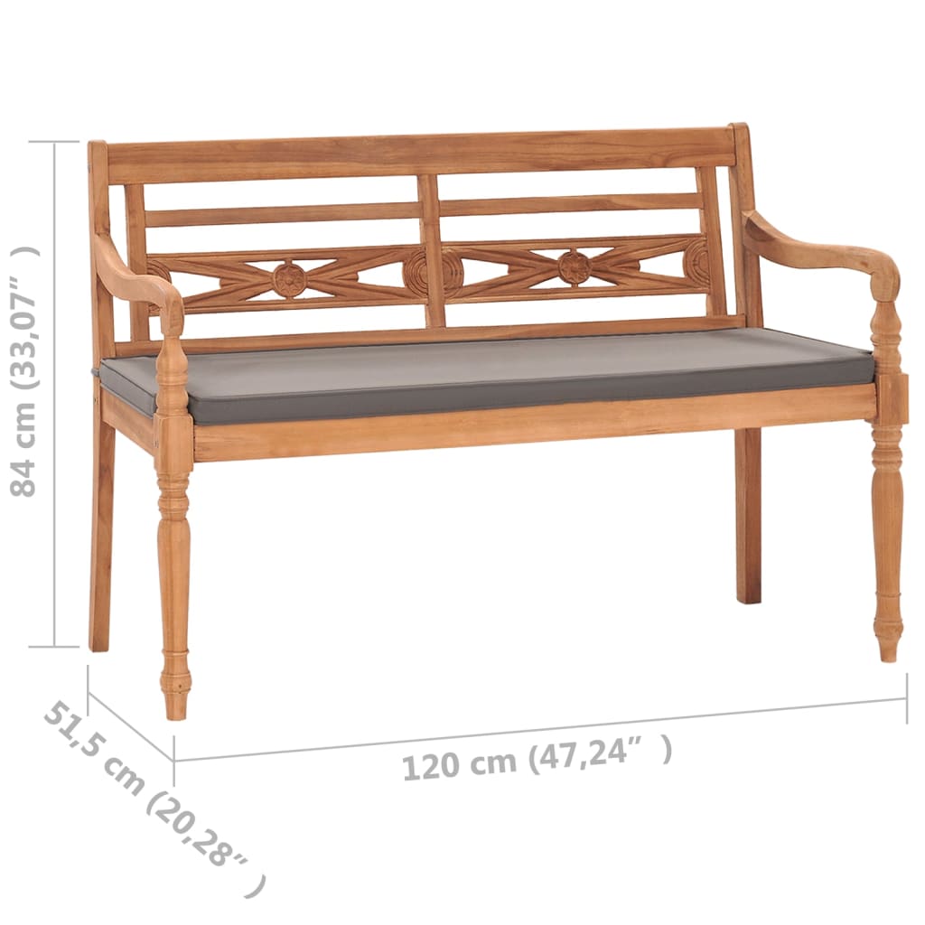 vidaXL Batavia Bench Wooden Garden Bench Patio Loveseat for Outdoor Porch Teak-17