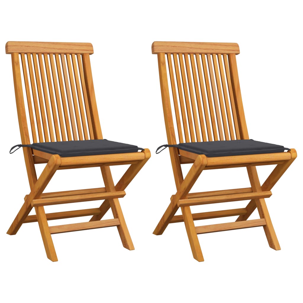 vidaXL Patio Chairs Outdoor Bistro Folding Chair with Cushions Solid Wood Teak-6