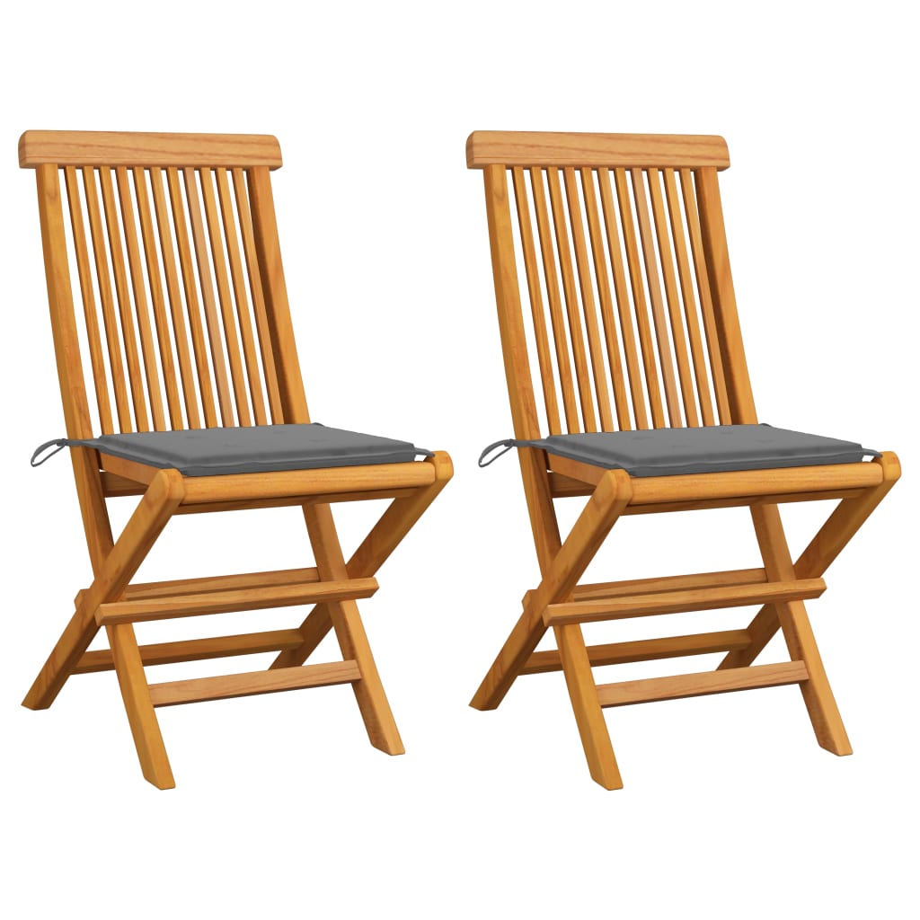 vidaXL Patio Chairs Outdoor Bistro Folding Chair with Cushions Solid Wood Teak-8