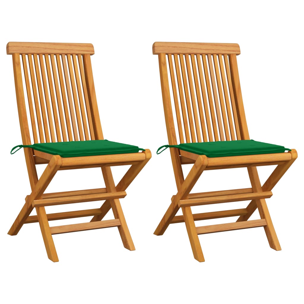 vidaXL Patio Chairs Outdoor Bistro Folding Chair with Cushions Solid Wood Teak-10