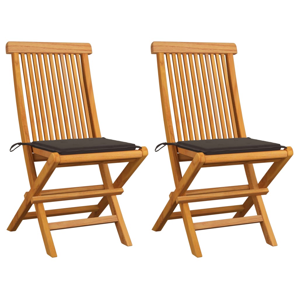 vidaXL Patio Chairs Outdoor Bistro Folding Chair with Cushions Solid Wood Teak-4