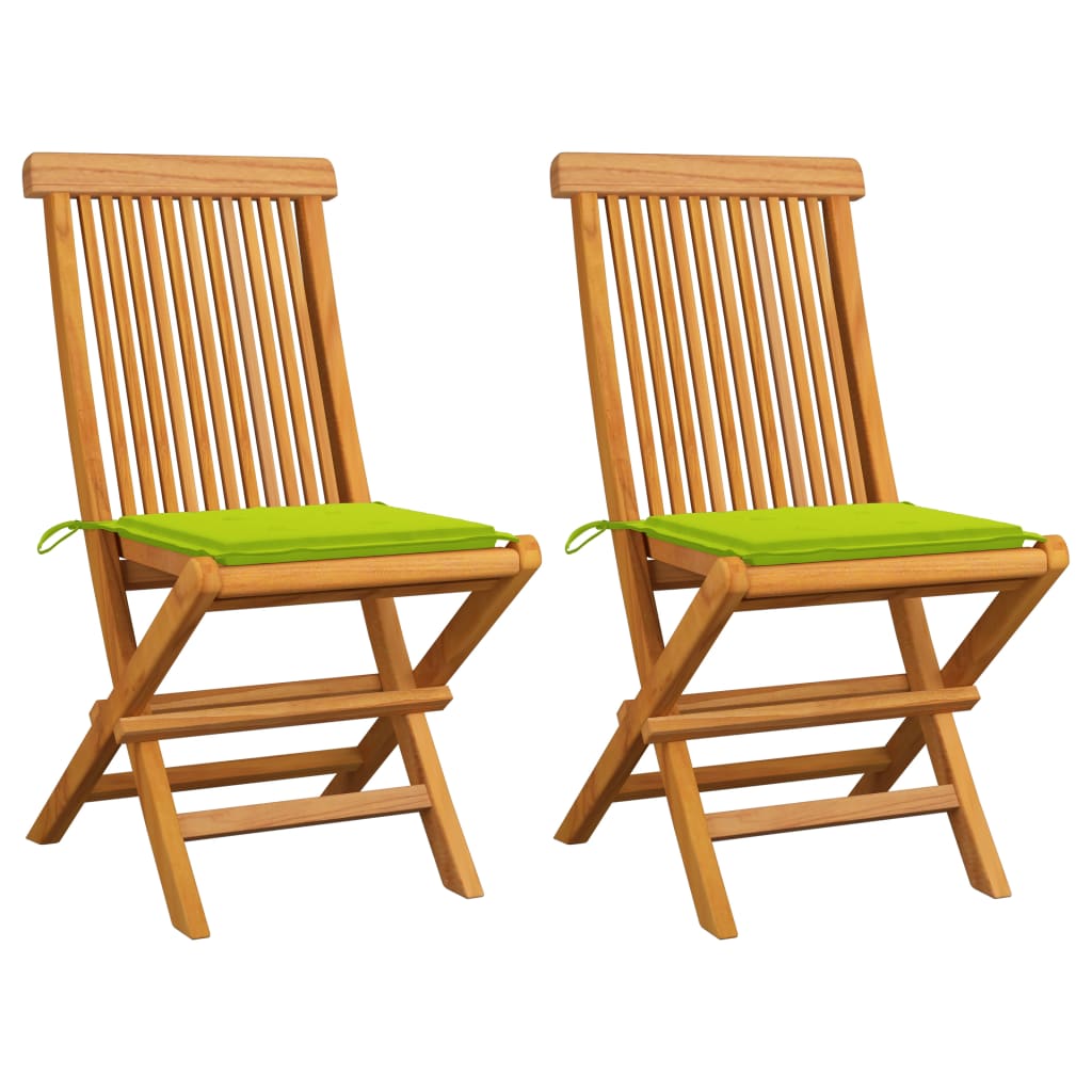 vidaXL Patio Chairs Outdoor Bistro Folding Chair with Cushions Solid Wood Teak-19