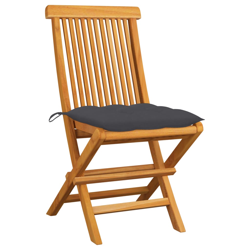 vidaXL Patio Chairs Outdoor Bistro Folding Chair with Cushions Solid Wood Teak-22
