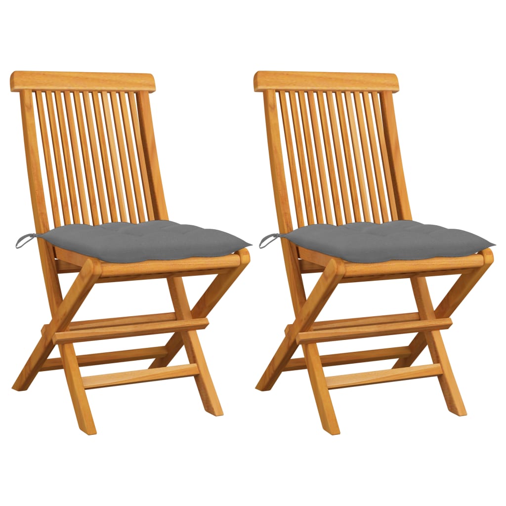 vidaXL Patio Chairs Outdoor Bistro Folding Chair with Cushions Solid Wood Teak-44