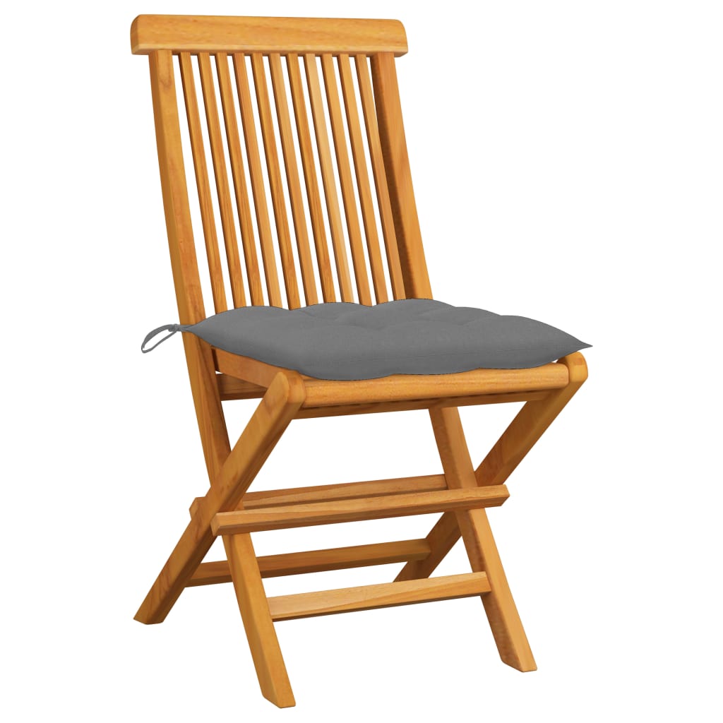 vidaXL Patio Chairs Outdoor Bistro Folding Chair with Cushions Solid Wood Teak-55