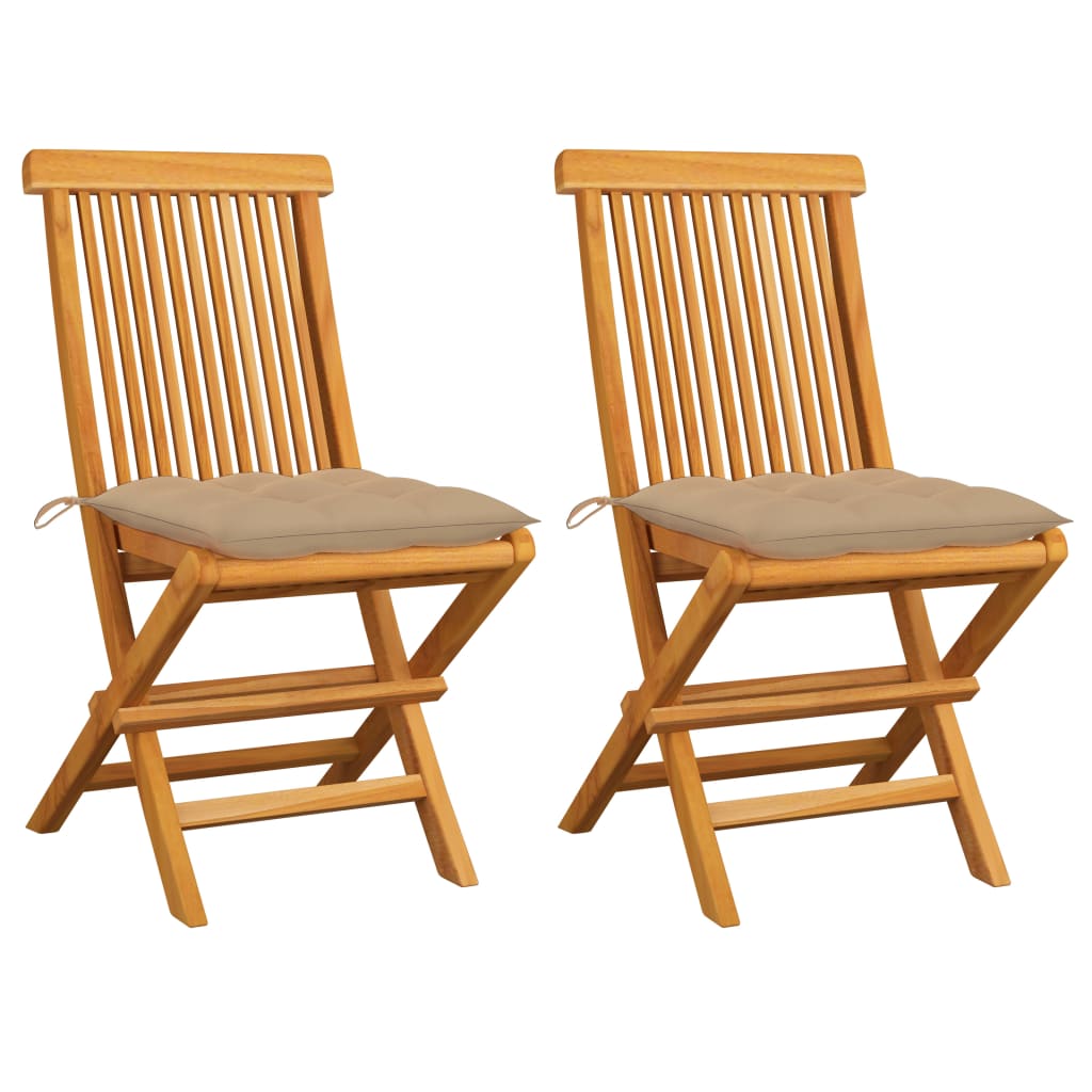 vidaXL Patio Chairs Outdoor Bistro Folding Chair with Cushions Solid Wood Teak-16