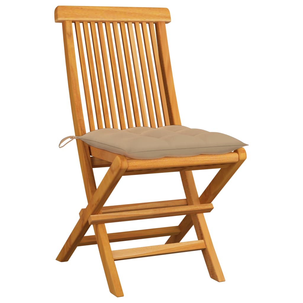 vidaXL Patio Chairs Outdoor Bistro Folding Chair with Cushions Solid Wood Teak-27