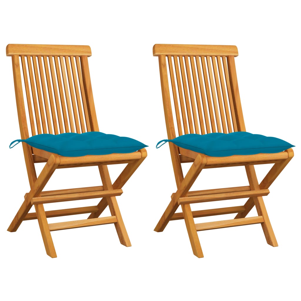 vidaXL Patio Chairs Outdoor Bistro Folding Chair with Cushions Solid Wood Teak-38