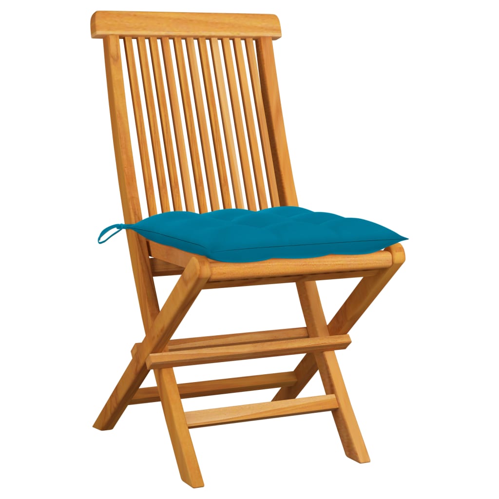 vidaXL Patio Chairs Outdoor Bistro Folding Chair with Cushions Solid Wood Teak-49