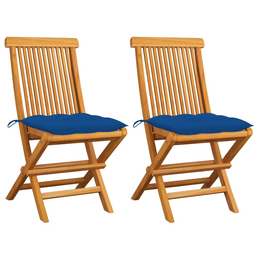 vidaXL Patio Chairs Outdoor Bistro Folding Chair with Cushions Solid Wood Teak-82