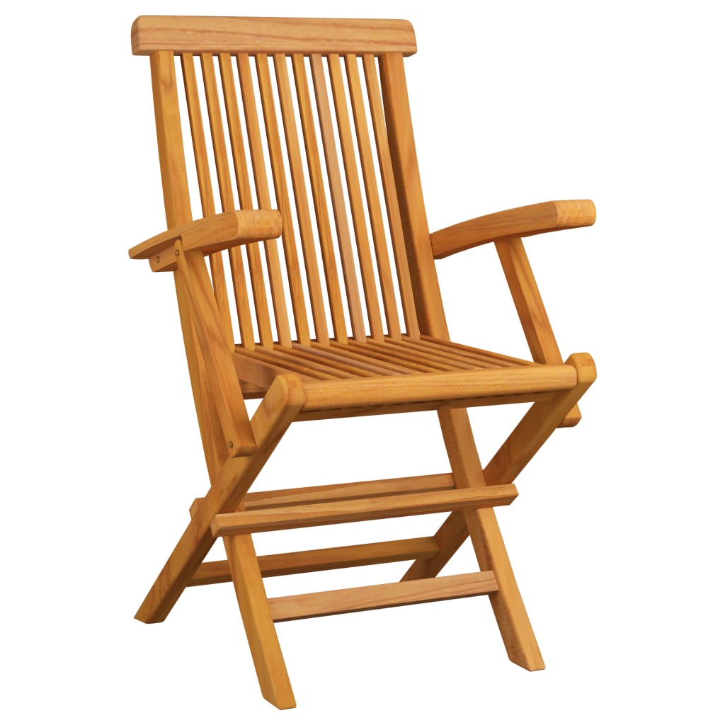 vidaXL Patio Chairs Outdoor Bistro Folding Chair with Cushions Solid Wood Teak-4
