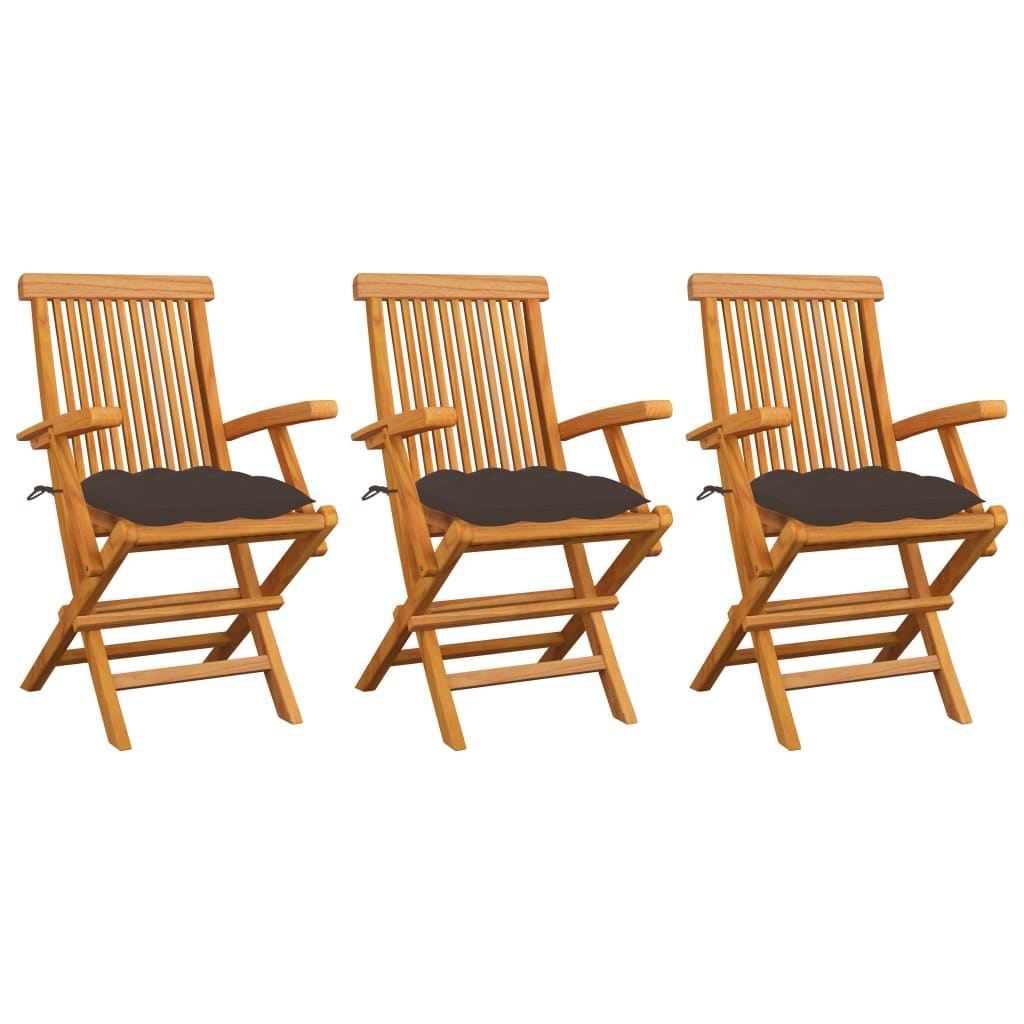 vidaXL Patio Chairs Outdoor Bistro Folding Chair with Cushions Solid Wood Teak-117