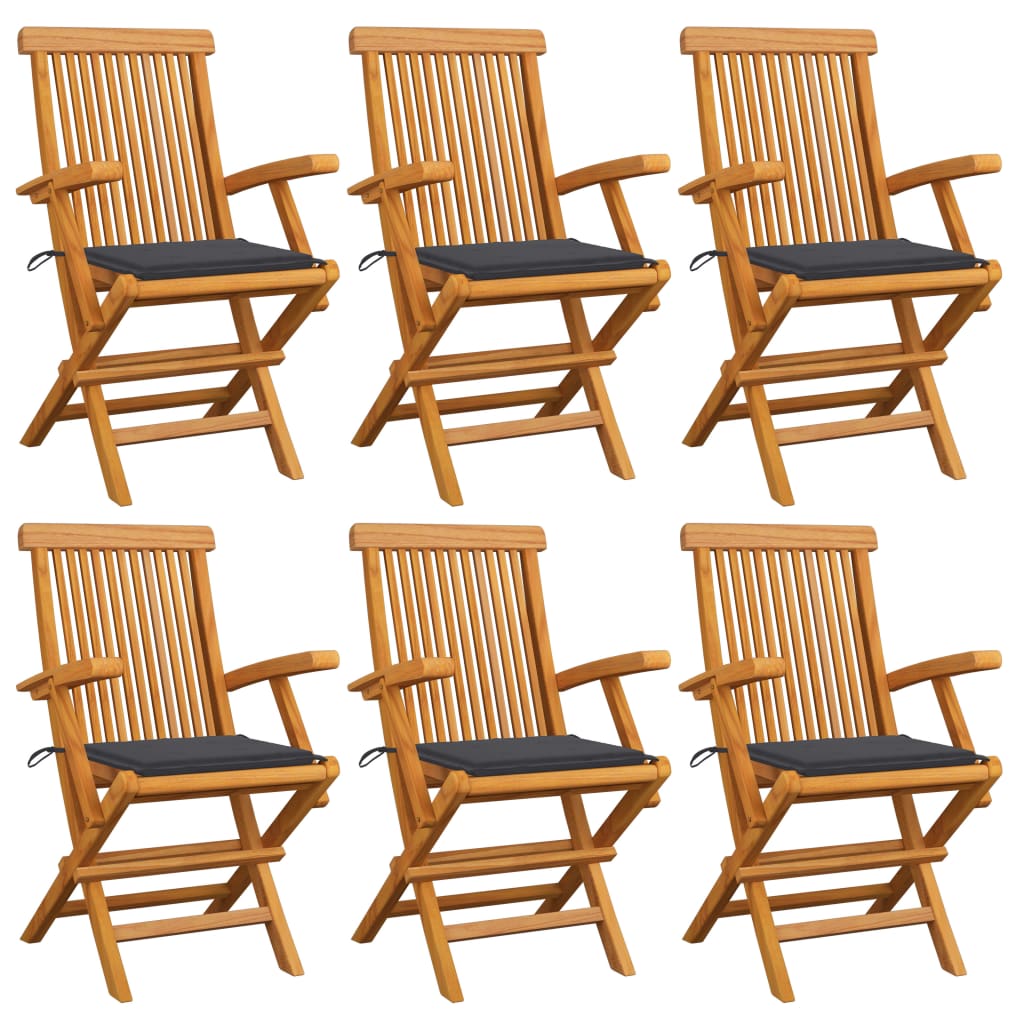 vidaXL Patio Chairs Outdoor Bistro Folding Chair with Cushions Solid Wood Teak-11