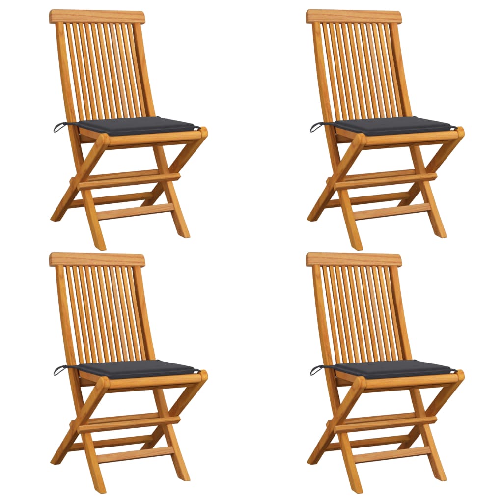 vidaXL Patio Chairs Outdoor Bistro Folding Chair with Cushions Solid Wood Teak-11