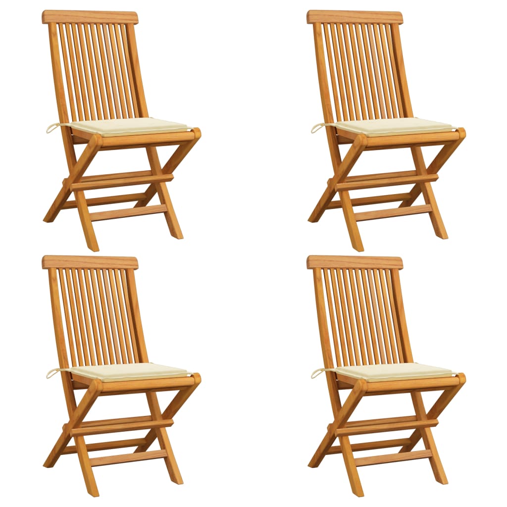 vidaXL Patio Chairs Outdoor Bistro Folding Chair with Cushions Solid Wood Teak-7