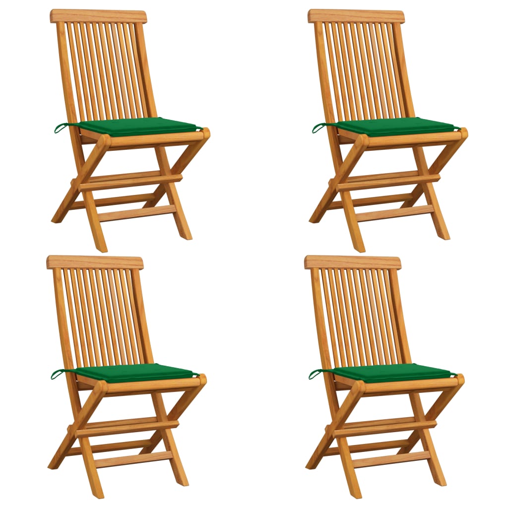 vidaXL Patio Chairs Outdoor Bistro Folding Chair with Cushions Solid Wood Teak-15