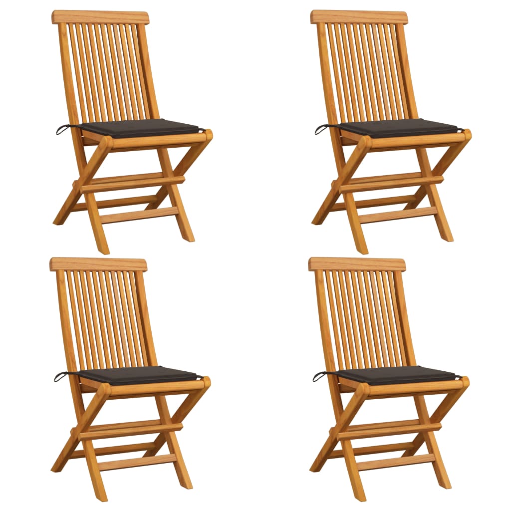 vidaXL Patio Chairs Outdoor Bistro Folding Chair with Cushions Solid Wood Teak-13