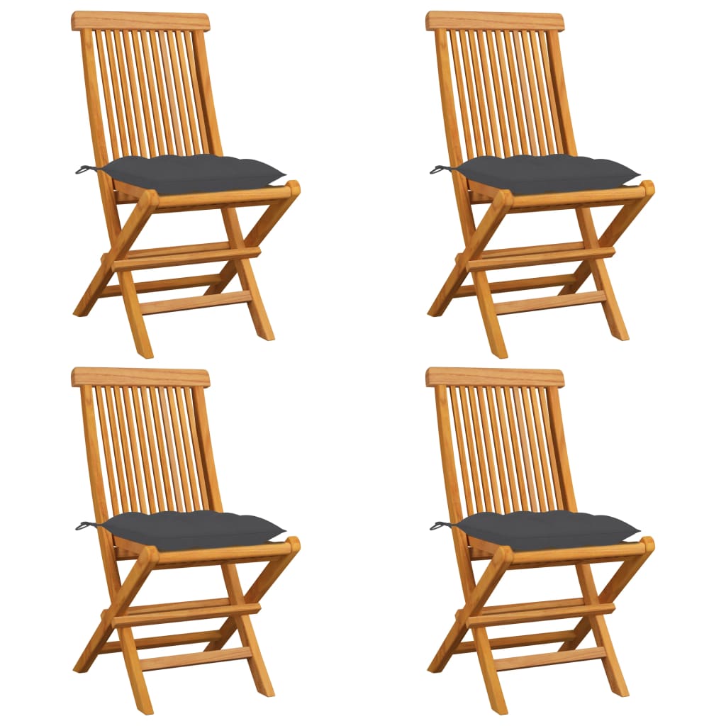 vidaXL Patio Chairs Outdoor Bistro Folding Chair with Cushions Solid Wood Teak-24