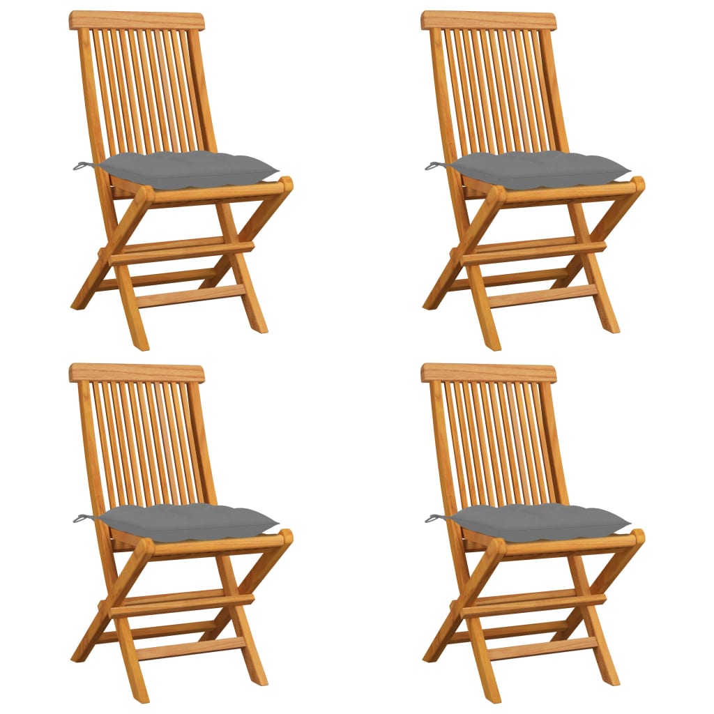 vidaXL Patio Chairs Outdoor Bistro Folding Chair with Cushions Solid Wood Teak-57