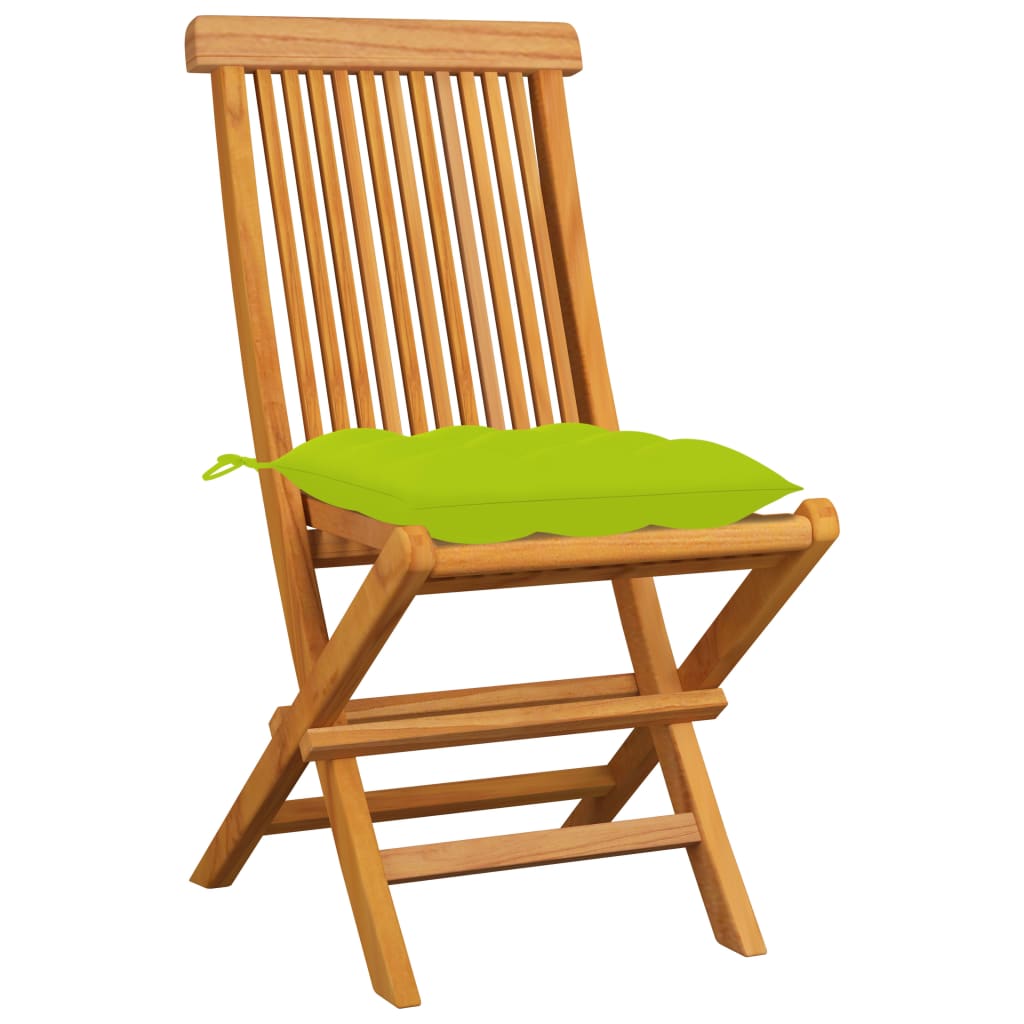 vidaXL Patio Chairs Outdoor Bistro Folding Chair with Cushions Solid Wood Teak-10
