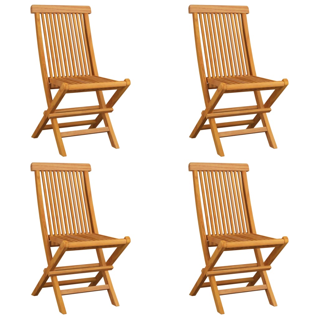 vidaXL Patio Chairs Outdoor Bistro Folding Chair with Cushions Solid Wood Teak-4