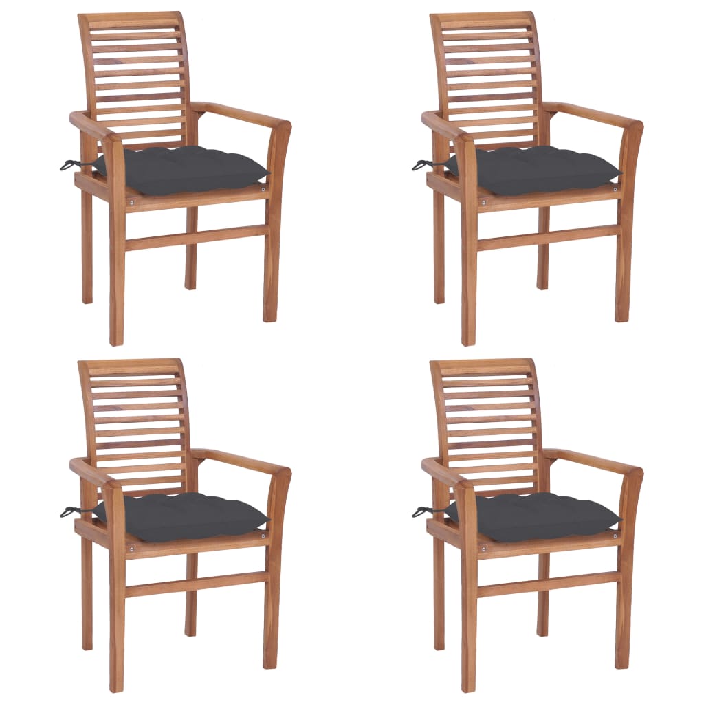 vidaXL Patio Dining Chairs Wooden Accent Chair with Cushions Solid Wood Teak-10