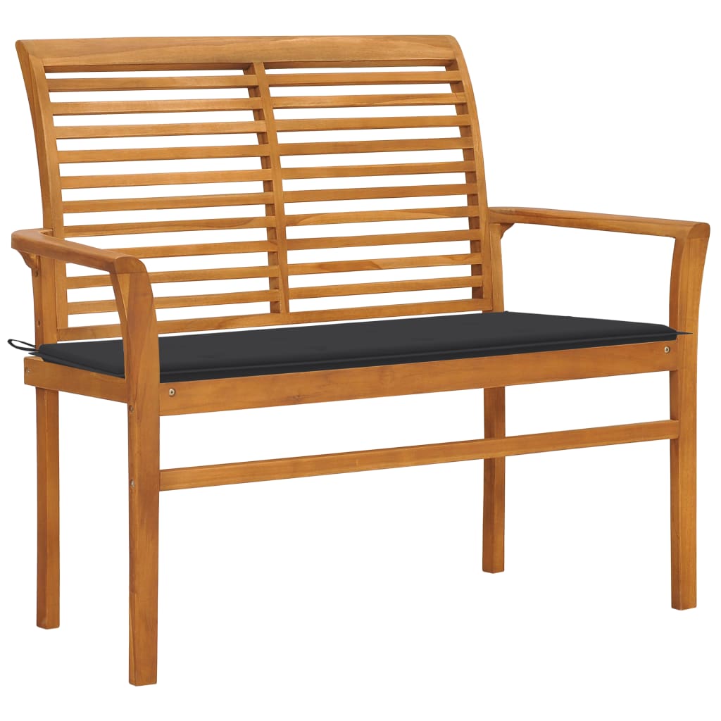 vidaXL Outdoor Patio Bench Garden Bench with Cushion for Porch Solid Wood Teak-4