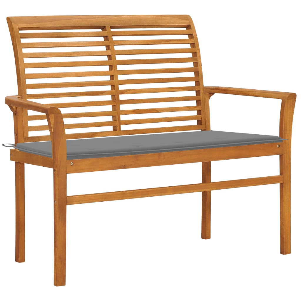 vidaXL Outdoor Patio Bench Garden Bench with Cushion for Porch Solid Wood Teak-2