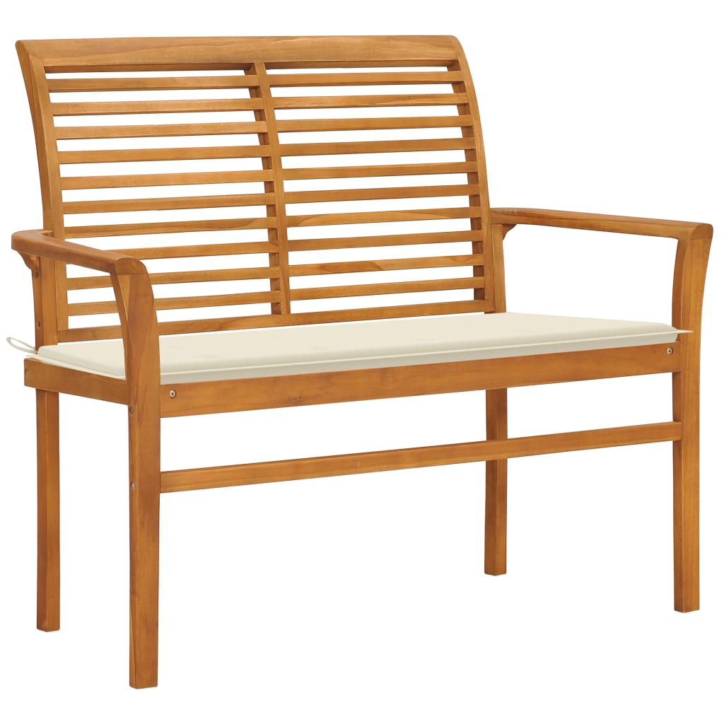vidaXL Outdoor Patio Bench Garden Bench with Cushion for Porch Solid Wood Teak-3